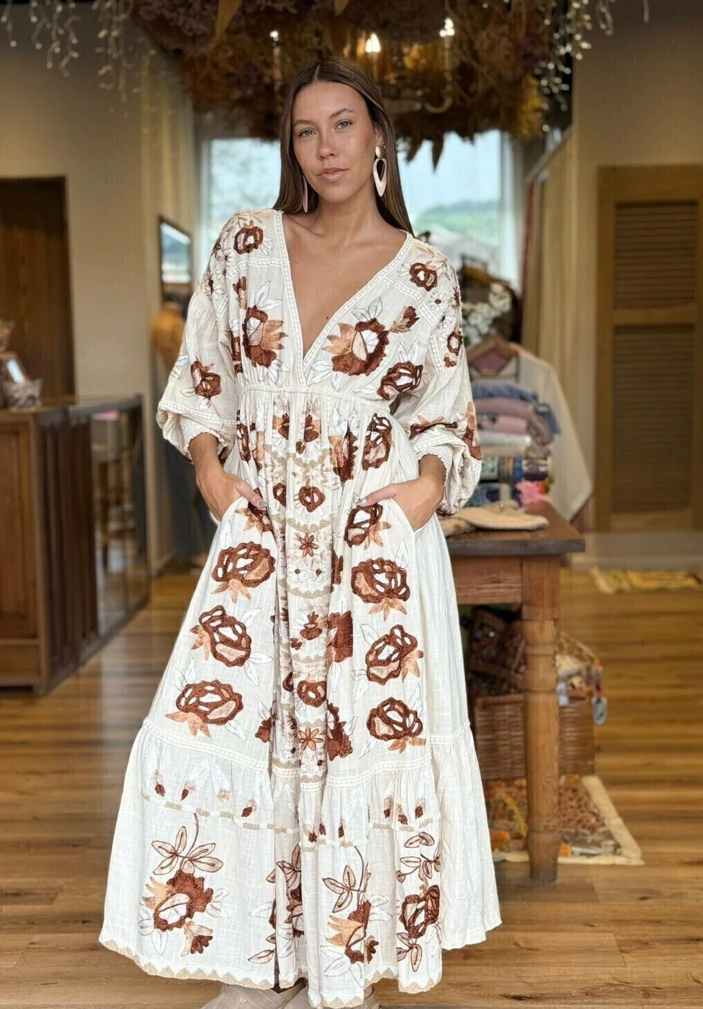 VESTIDO DE ALGODON CON BORDADO ARTESANAL (70089)